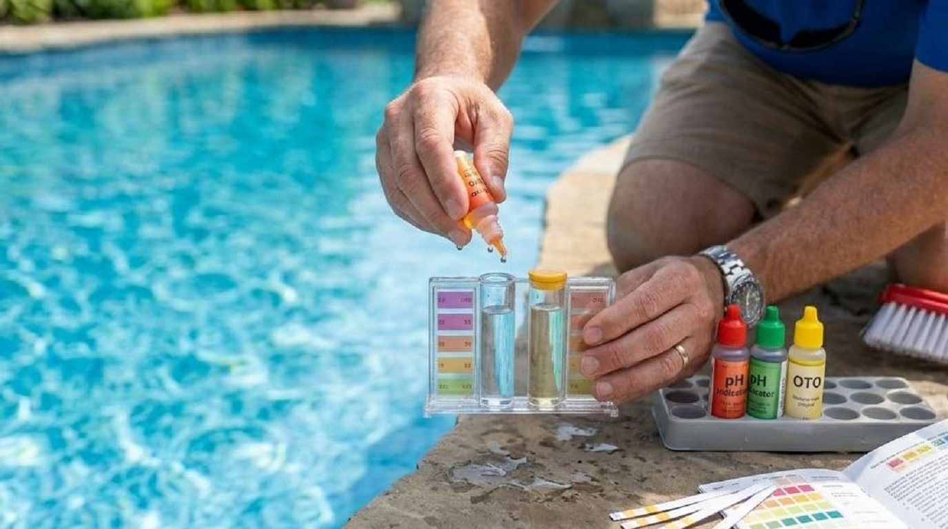 Checking the quality of water to know how much baking soda to raise alkalinity in pool