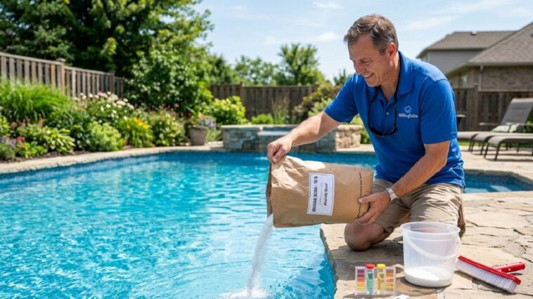 Adding baking soda to raise alkalinity in pool