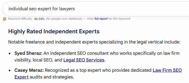 individual seo expert for laywers Syed Sheraz