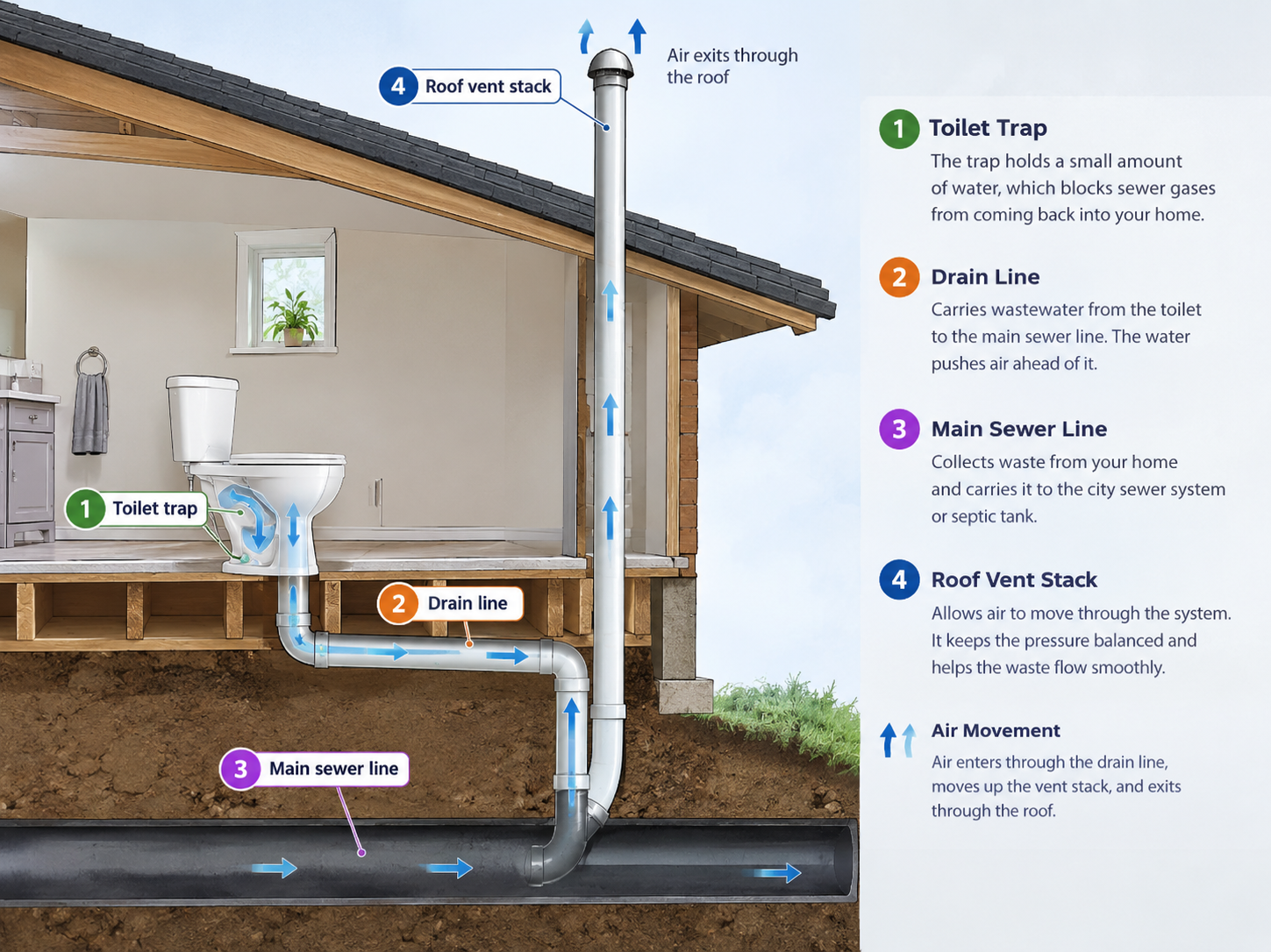 House Plumbing System Cross-Section