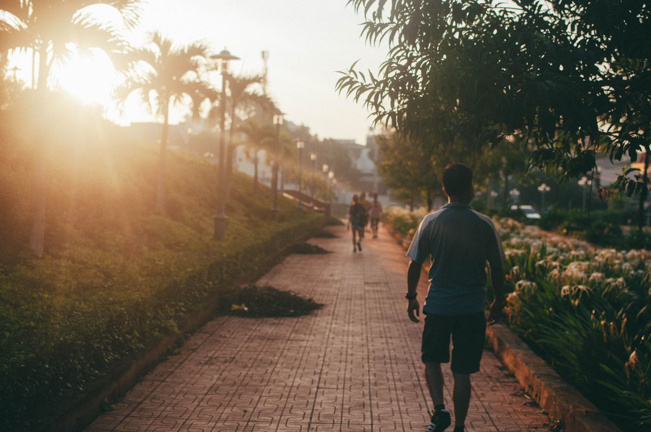 a person talking a slow walk outside